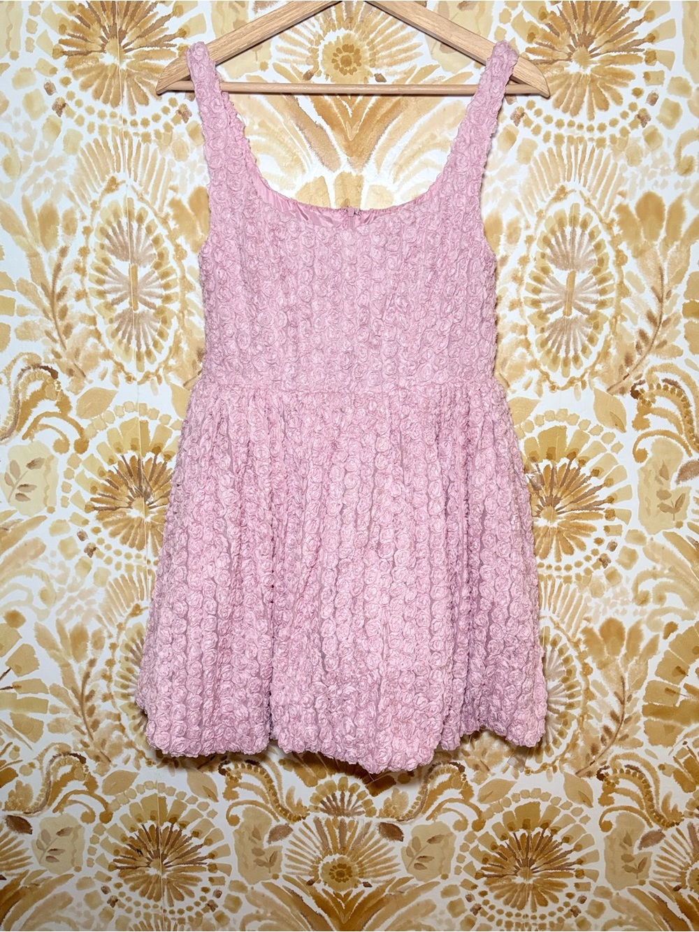NWT All In Favor Pink Rosette Textured Mini Dress | Coquette Feminine Party - Picture 6 of 7